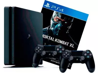 Игровая приставка Sony PlayStation 4 Slim 1000 GB черный + Mortal Kombat XL + Dualshock