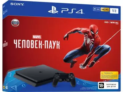 Игровая приставка Sony PlayStation 4 1000 GB черный+ Spider Man