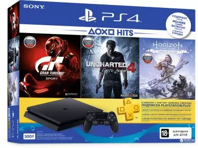 Игровая приставка Sony PlayStation 4 Slim 1000 GB CUH-2108B черный+ 3 игры + подписка