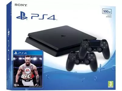Игровая приставка Sony PlayStation 4 Slim 500Gb черный+ UFC 3 + дополнительный джойстик