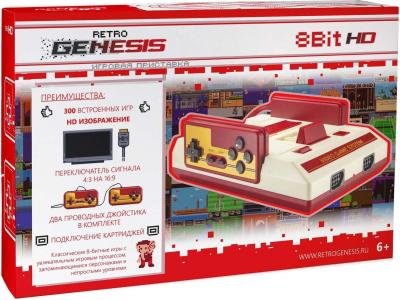 Игровая приставка Dendy Retro Genesis 8 Bit HD + 300 игр красный