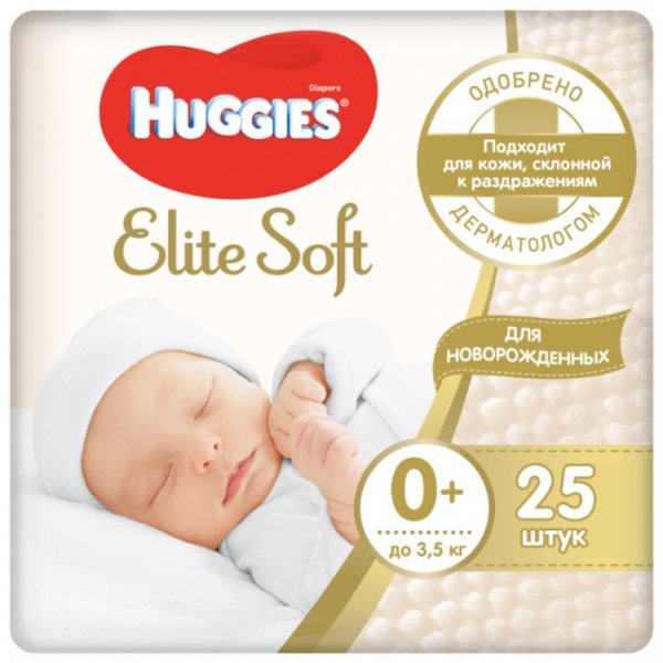 Подгузники Huggies Elite Soft 0 (до 3,5 кг) 25 шт