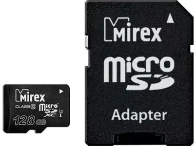 Карта памяти Mirex microSDXC Class 10 UHS-I U1 128GB + SD adapter