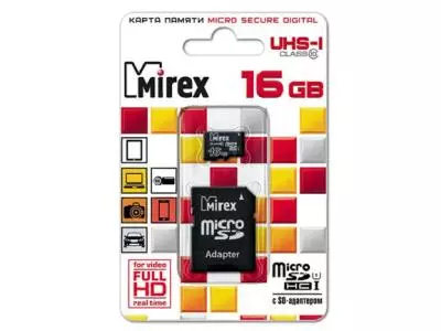 Карта памяти Mirex microSDHC 13613-ADSUHS16 16Gb
